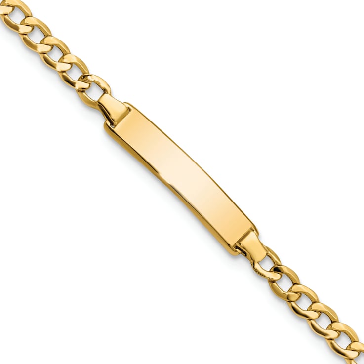 14k Yellow Gold Cuban Link ID Bracelet