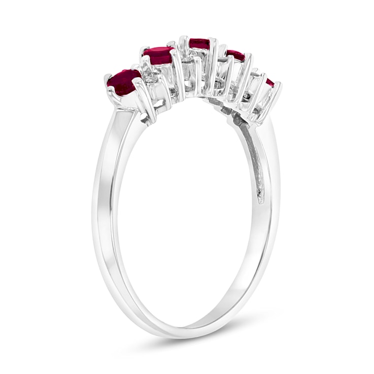 0.52ctw Ruby and Diamond Band Ring in 14k White Gold