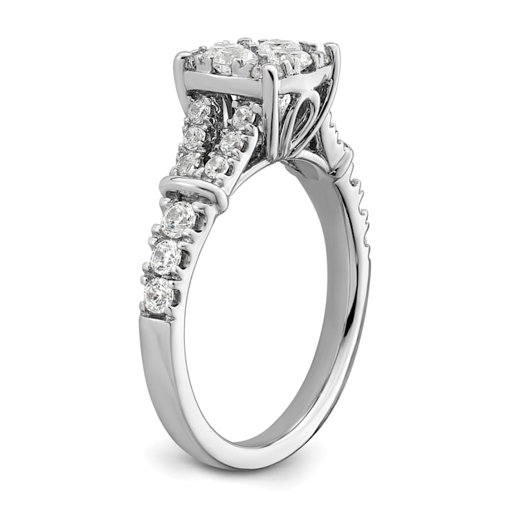 Rhodium Over 14K White Gold Lab Grown Diamond VS/SI GH, Cluster Ring 0.988ctw