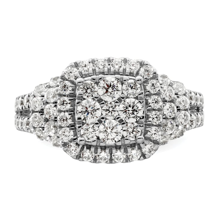 Rhodium Over 14K White Gold Lab Grown Diamond VS/SI GH, Cluster Ring 1.509ctw