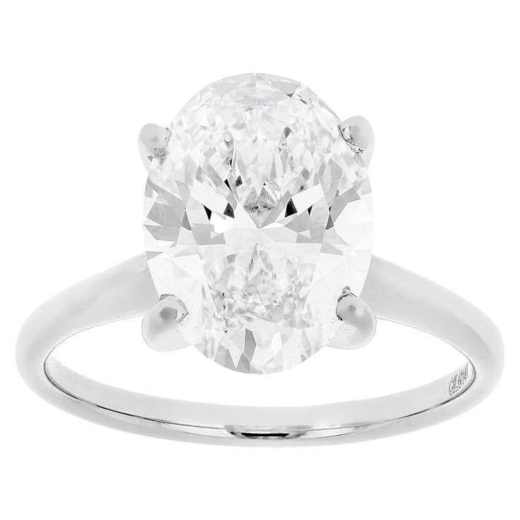 Lab-Grown Diamond Oval Solitaire Ring In 14K White Gold 4.00ct