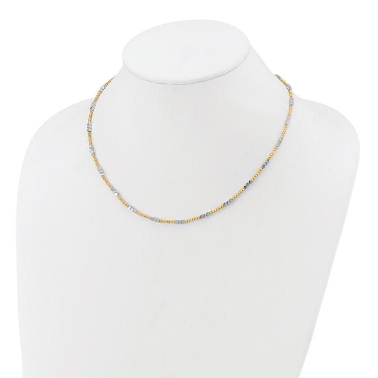 14K Two-tone Diamond-cut Beaded 18-inch Necklace