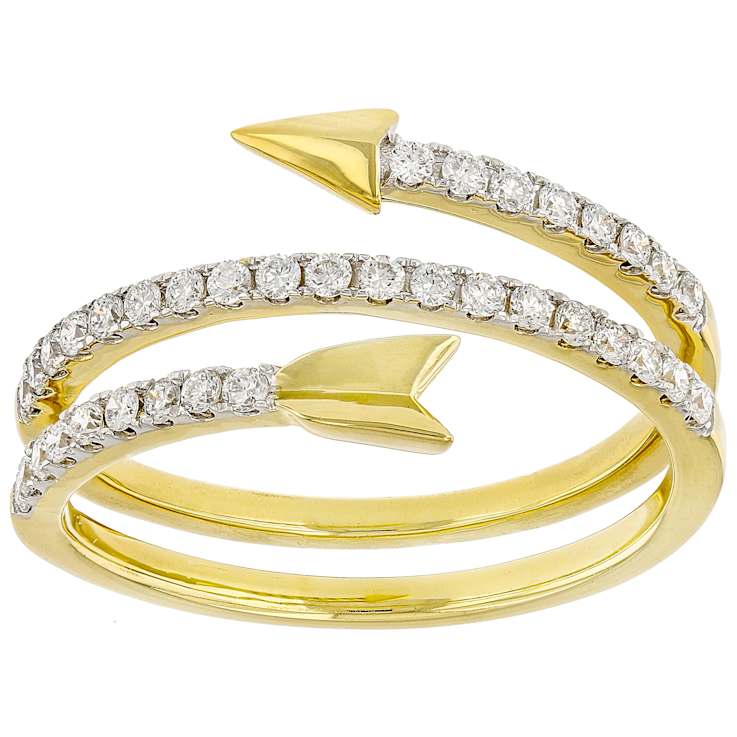 Lab-Grown Diamond Arrow Bypass Ring In 14K Gold Over Sterling Silver 0.35ctw