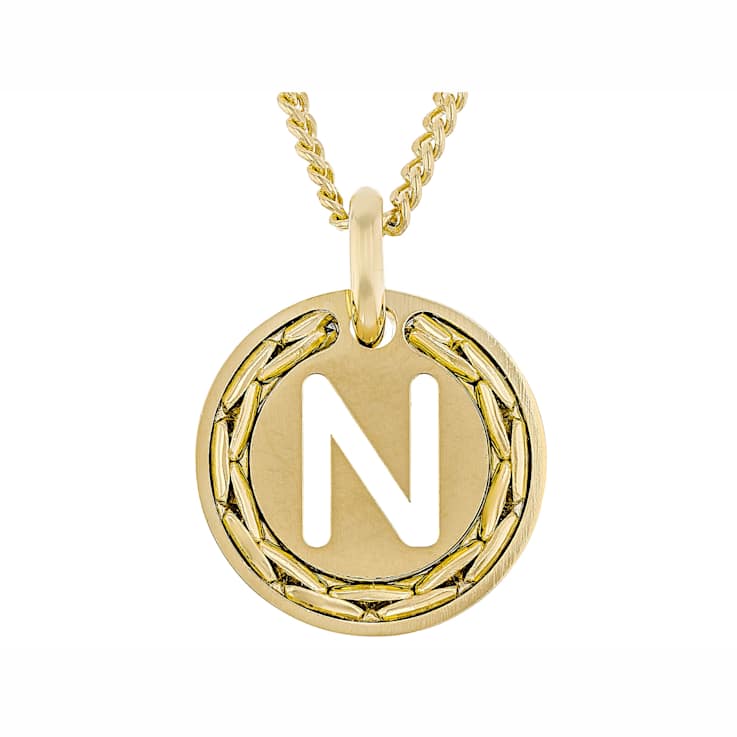 Cardano Initial N Pendant Necklace In 18K Gold Over Bronze