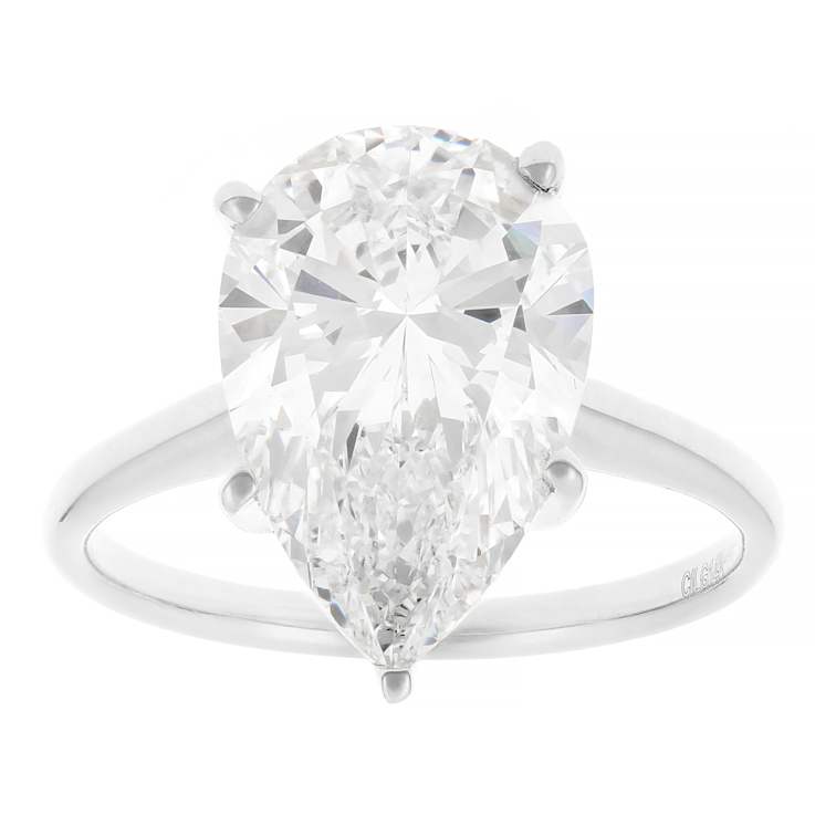 Lab-Grown Diamond Pear Shape Solitaire Ring In 14K White Gold 5.00ct