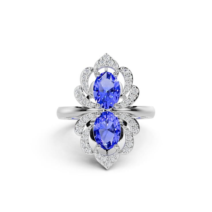 14K White Gold Tanzanite and Diamond Ring 1.74 ctw
