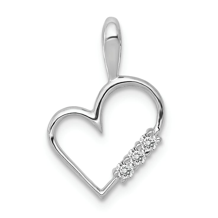 Rhodium Over 14k White Gold Diamond Heart Pendant
