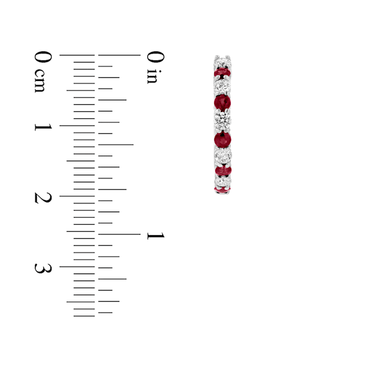 1.35ctw Ruby and Diamond Hoop Earrings in 14k White Gold