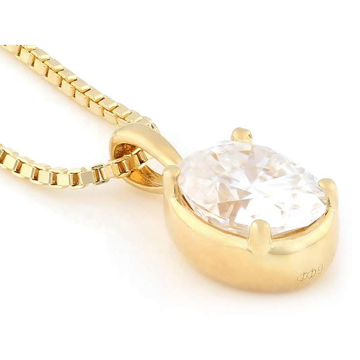 Moissanite Oval Solitaire Pendant In 14K Gold Over Sterling Silver
2.10ctw Diamond Equivalent Weight