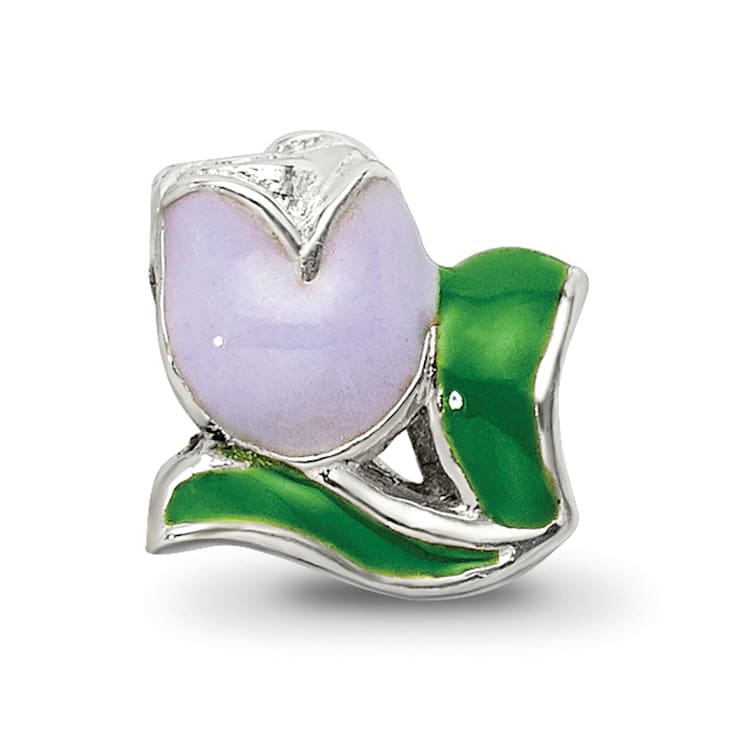 Sterling Silver Enameled Tulip Bead