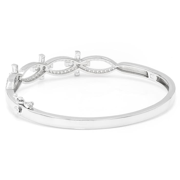 Lab-Created Sapphire Link Design Bangle Bracelet
