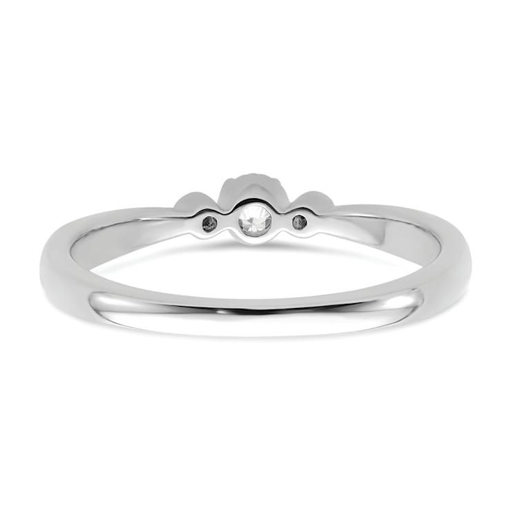 Rhodium Over 14K White Gold Petite Beaded Edge Round Diamond Ring 0.1ctw