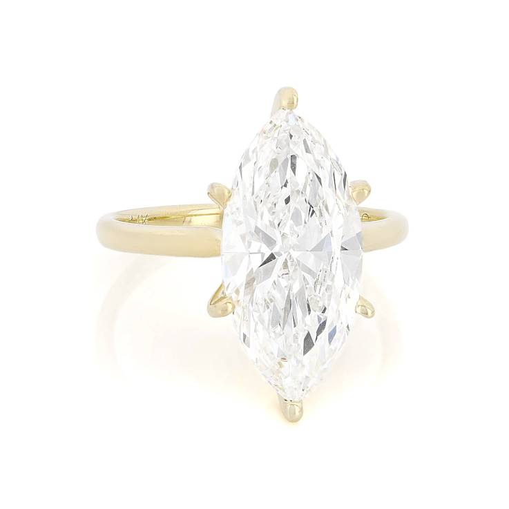 Lab-Grown Diamond Marquise Solitaire Ring In 14K Yellow Gold 5.00ct