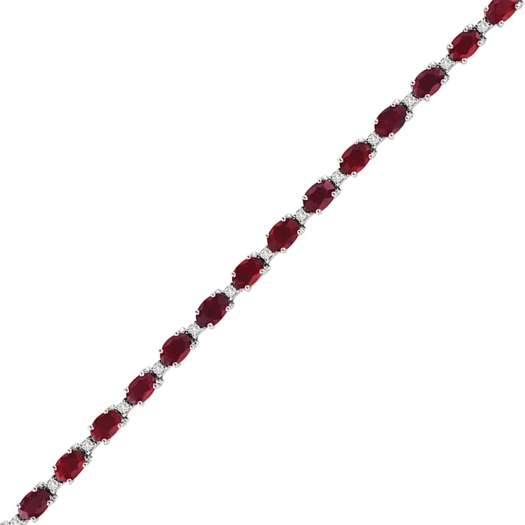 11.40ctw Ruby and Diamond Bracelet set in 14k White Gold