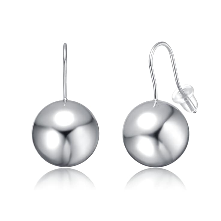 Ball Drop Earrings In Rhodium Over Brass