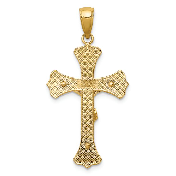 14k Yellow Gold Textured Crucifix Pendant