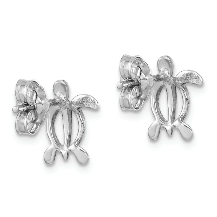 Rhodium Over Sterling Silver Cut Out Turtle Post Earrings