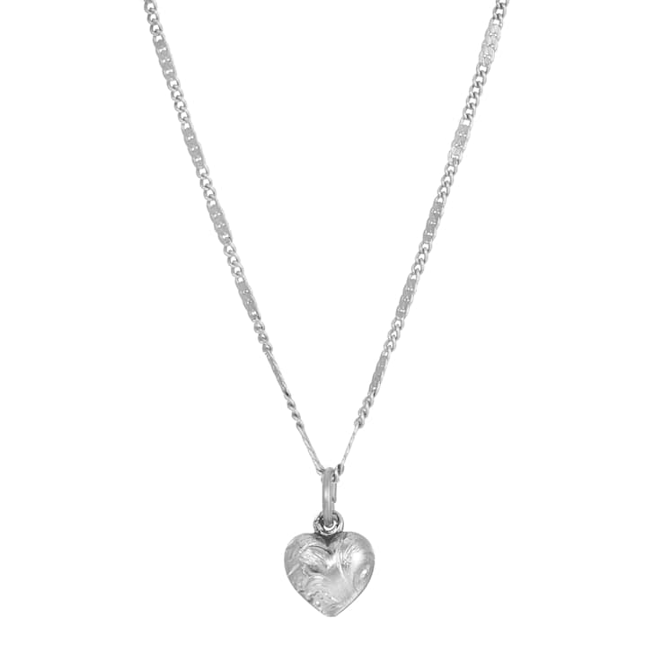 White Base Metal Mini Heart Necklace 15"