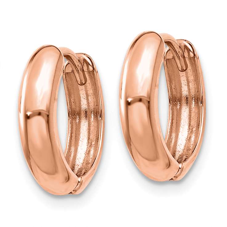 14k Rose Gold 7/16" Polished Hinged Hoop Earrings