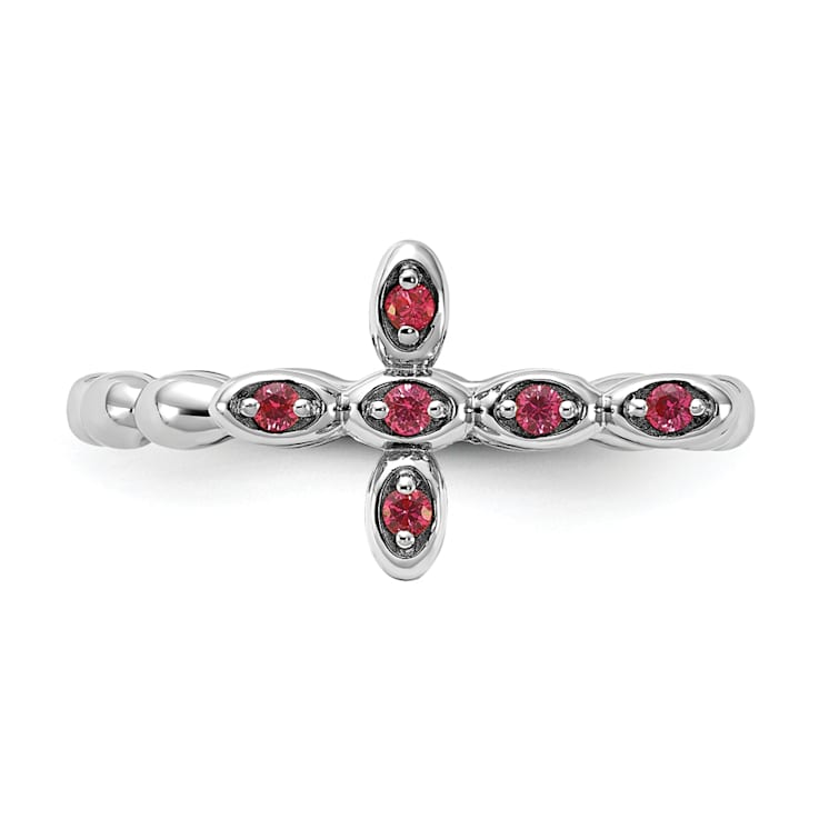 Rhodium Over Sterling Silver Stackable Expressions Cross Lab Created
Ruby Ring 0.14ctw