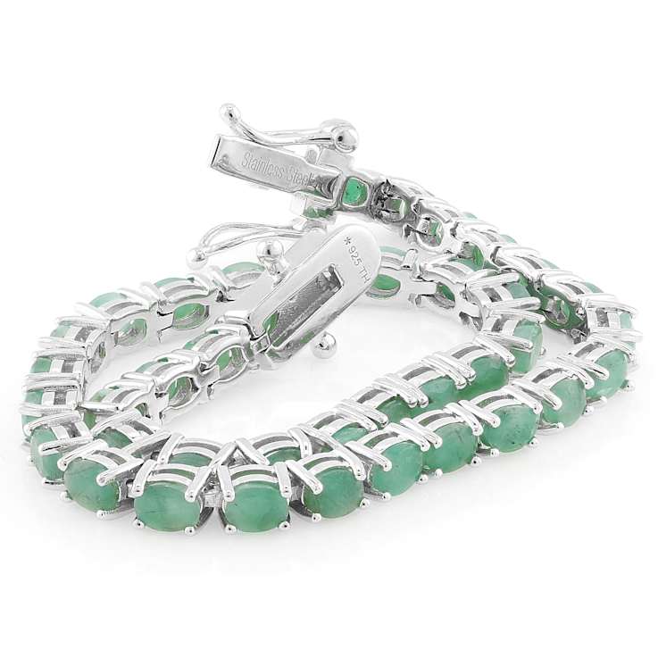 Emerald Tennis Bracelet In Sterling Silver