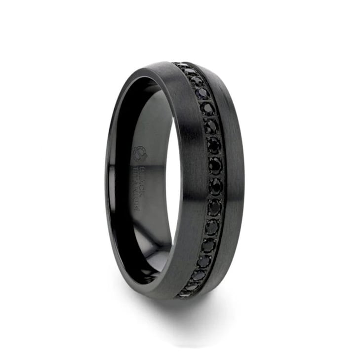 TALON Black Titanium Ring with Black Sapphires 6mm