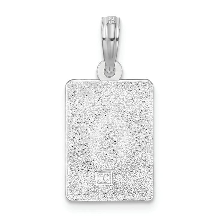 Rhodium Over Sterling Silver Polished 0 Mile Marker Key West Pendant