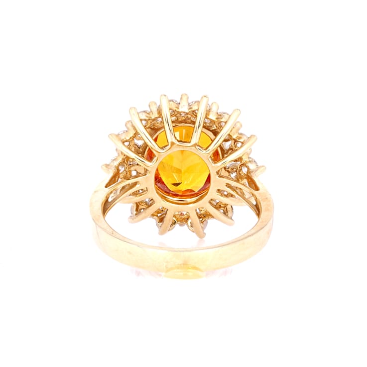 4.85 Ctw Yellow Sapphire and 1.70 Ctw Diamond Ring in 14K YG