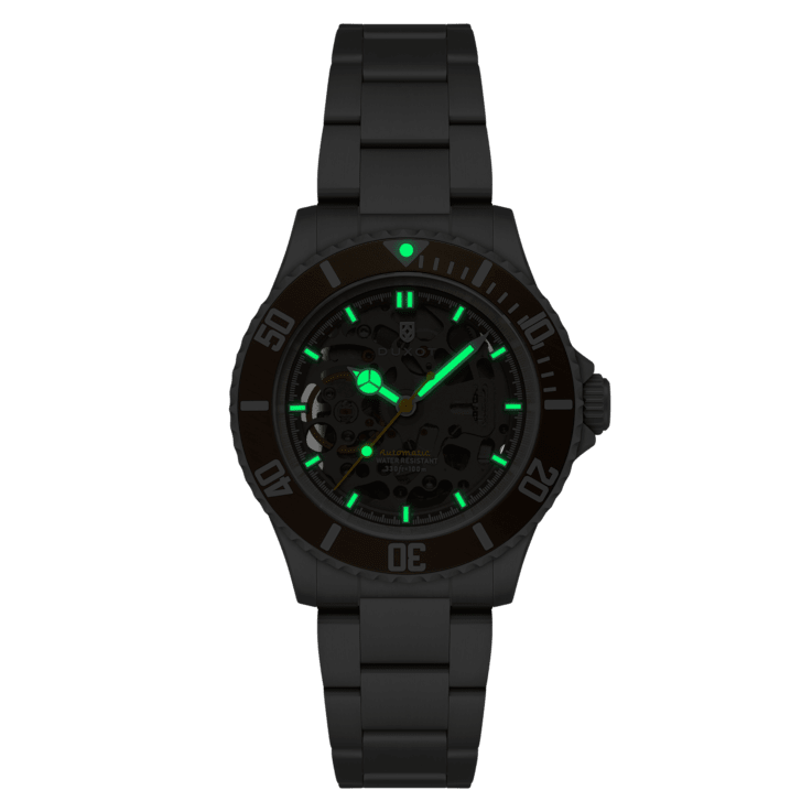 Duxot Atlantica Skeleton Diver Brown Dial White Bezel White Stainless
Steel Band Automatic Watch