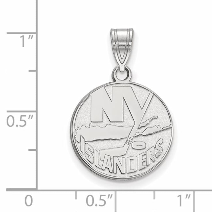 Rhodium Over Sterling Silver NHL LogoArt New York Islanders Medium Pendant