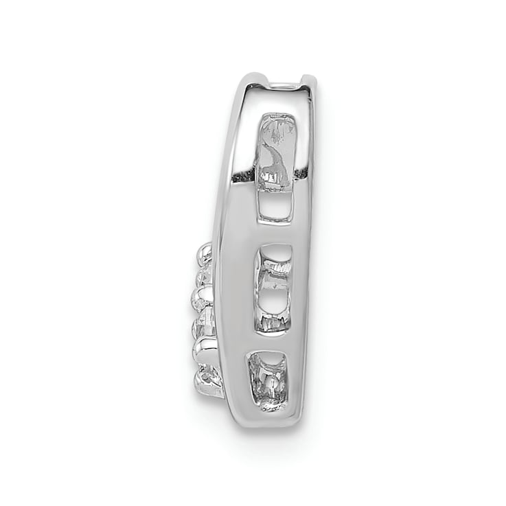 Rhodium Over 14k White Gold Diamond Heart Chain Slide Pendant