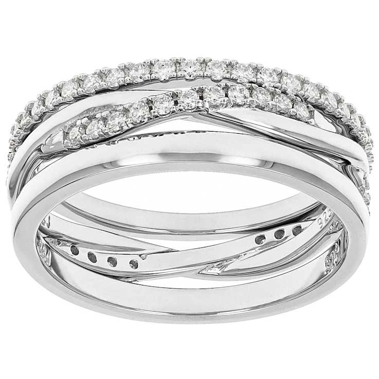Moissanite Stackable Set Of 3 Rings In Sterling Silver