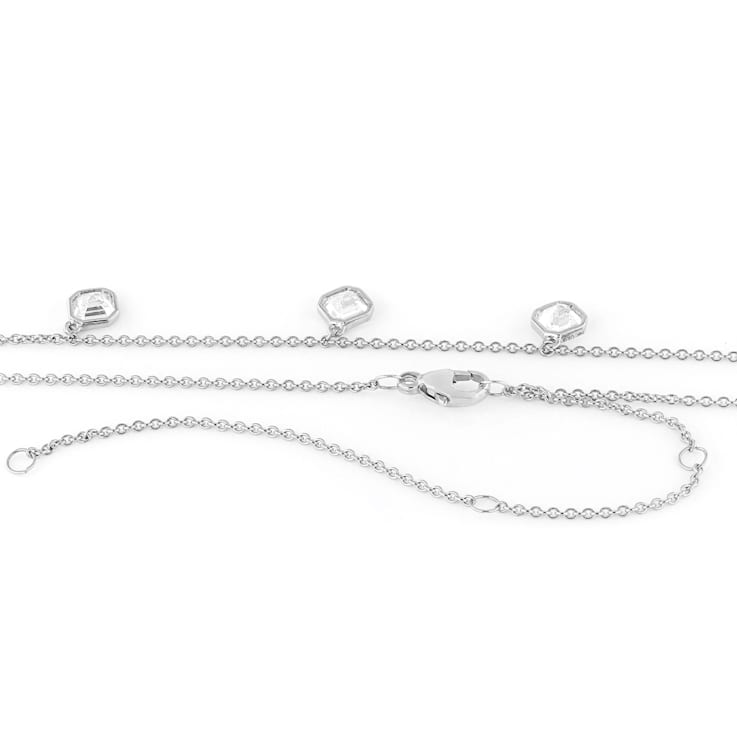 Lab-Grown Diamond Asscher-Cut Bezel Set Station Necklace In 14K White
Gold 2.00ctw