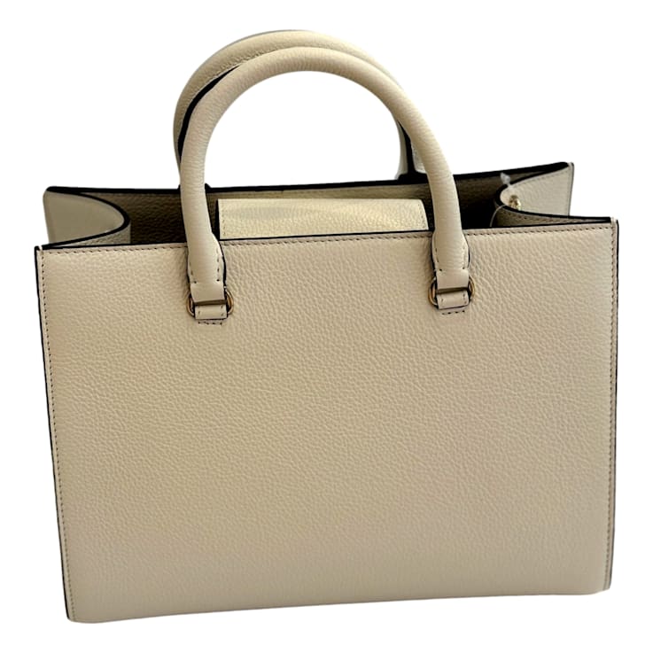 Jimmy Choo Book Medium Tote Crossbody Bag Embossed Ivory Leather