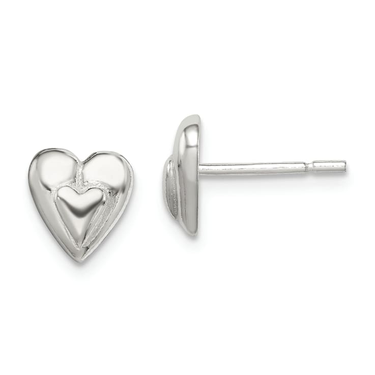 Polished Heart Post Stud Earrings Sterling Silver Polished Heart Post Stud Earrings Sterling Silver