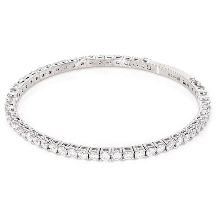 Moissanite Flex Bangle Bracelet In Platinum-Enhanced Sterling Silver