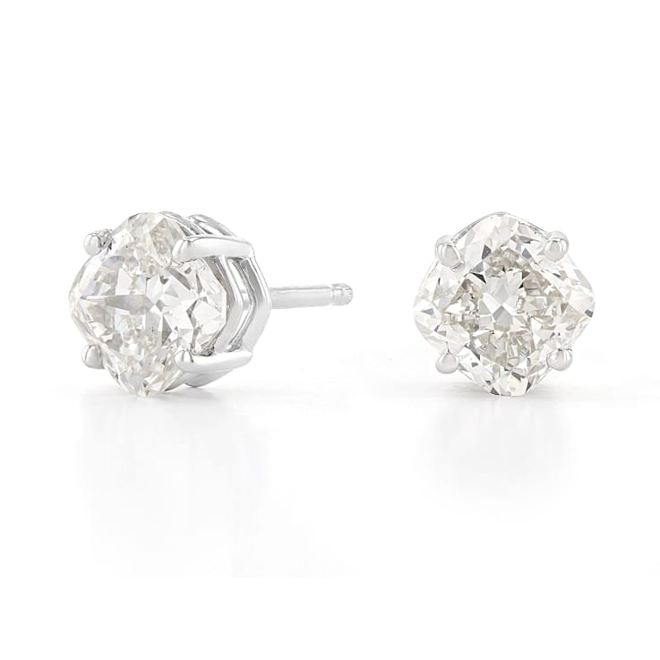 Cushion Cut White Lab-Grown Diamond H-I SI 14k White Gold Stud Earrings 1.50ctw