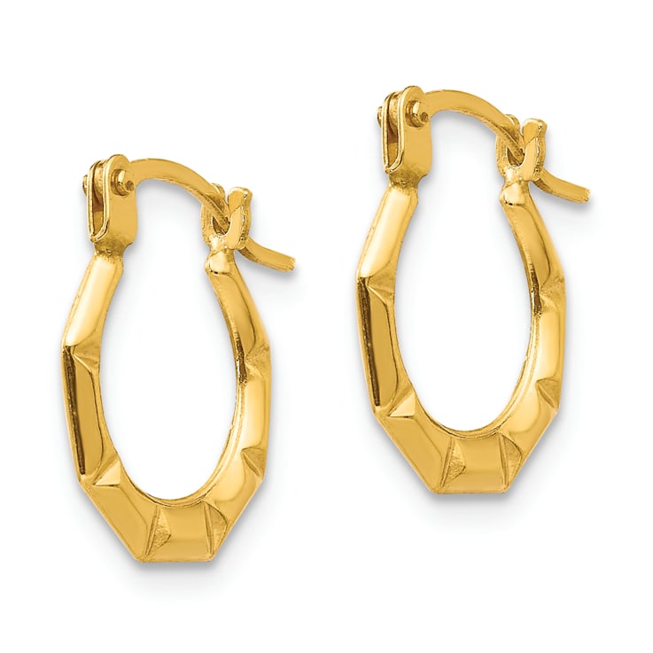 14K Yellow Gold Tiny Hollow Hoop Earrings