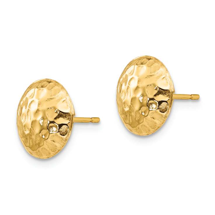 14k Yellow Gold 9mm Round Puffed Stud Earrings