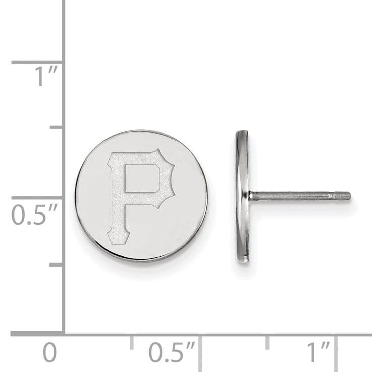 Rhodium Over Sterling Silver MLB LogoArt Pittsburgh Pirates Post Earrings