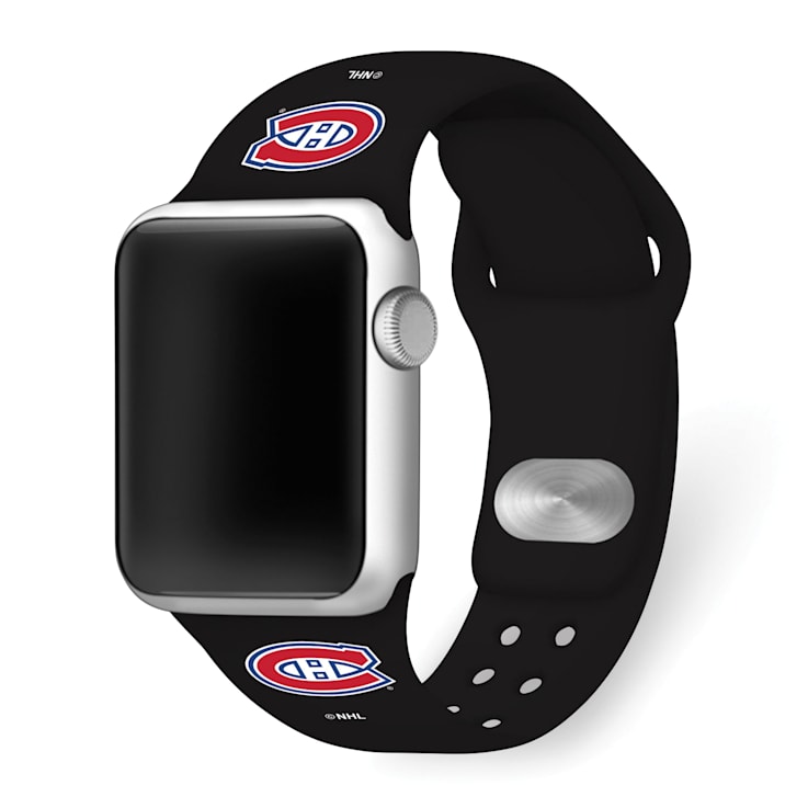 Gametime NHL Montreal Canadiens Black Silicone Apple Watch Band (38/40mm
M/L). Watch not included.