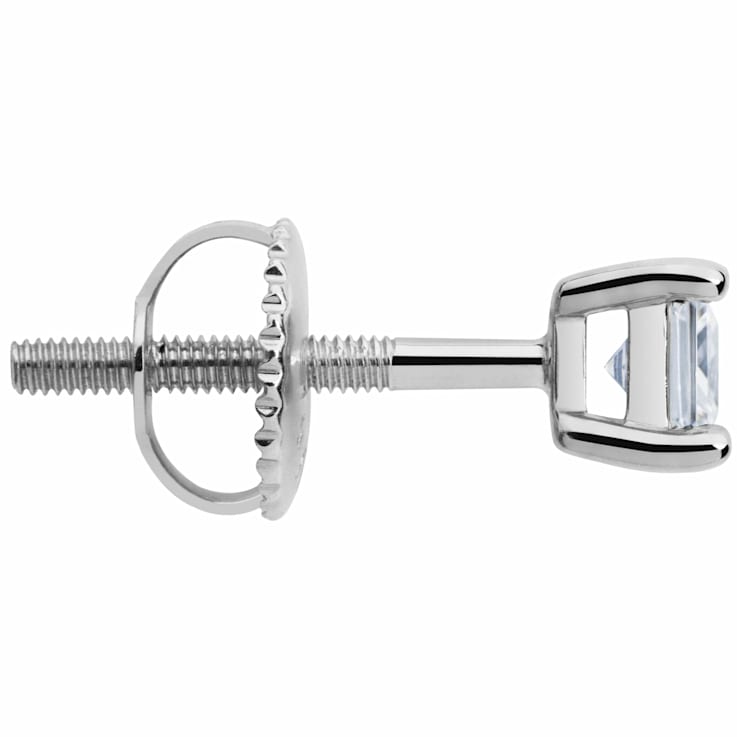 White Cubic Zirconia 14k White Gold Single Stud With Velvet Gift Box 0.30ctw