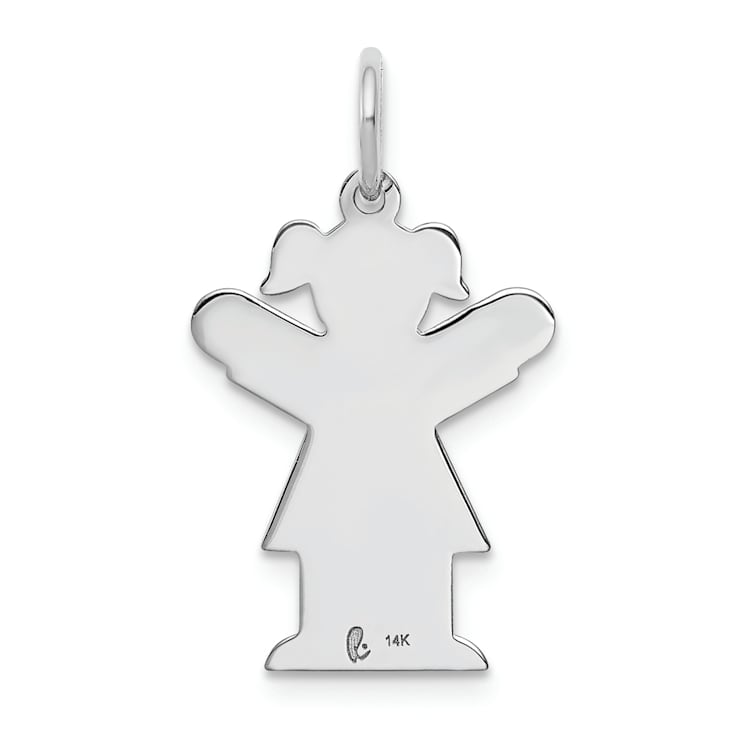 Rhodium Over 14k White Gold Satin Girl Love Charm