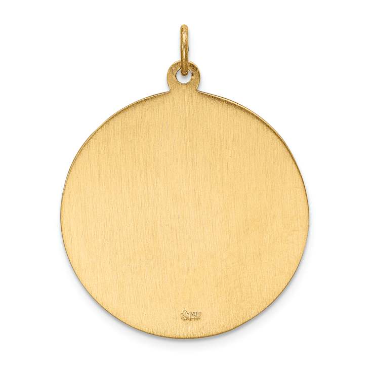 14k Yellow Gold Solid Polished and Satin Large Round Saint Christopher
Medal Pendant