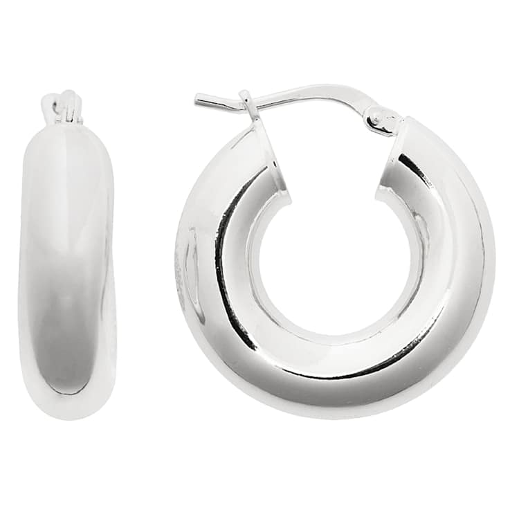 Platinum Over Bronze Round Hoop Earrings