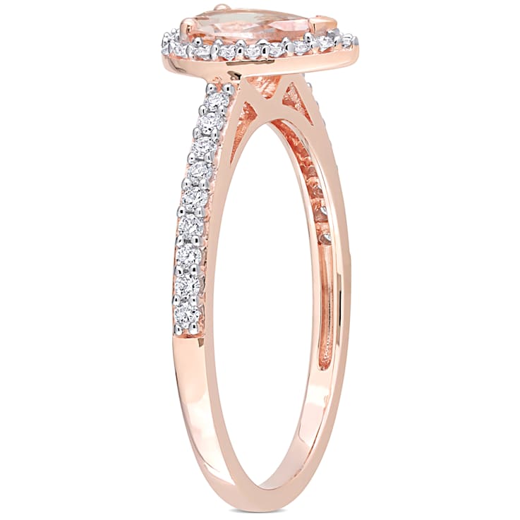 Morganite and Diamond 10K Rose Gold Ring 0.99ctw