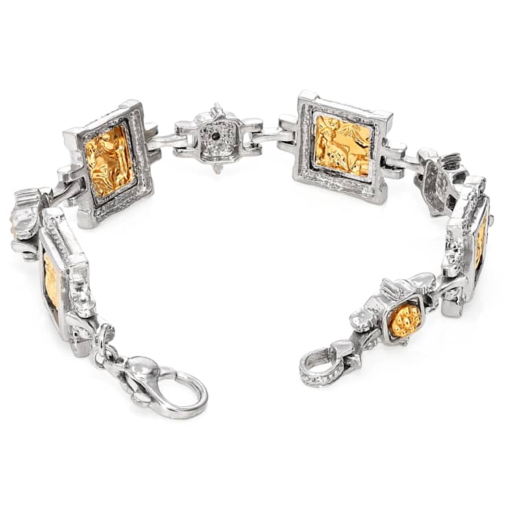 Two-tone Venetian Glass Bracelet In 18K Gold And Sterling Silver