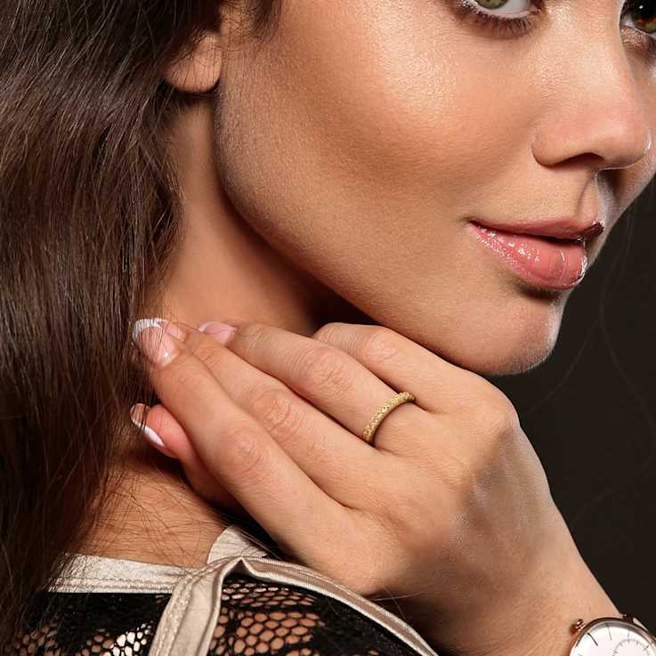 Citrine 10K Yellow Gold Eternity Ring 1.28ctw