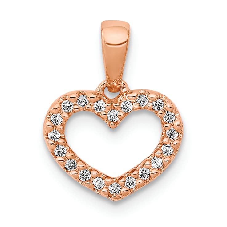 10k Rose Gold Diamond Heart Pendant