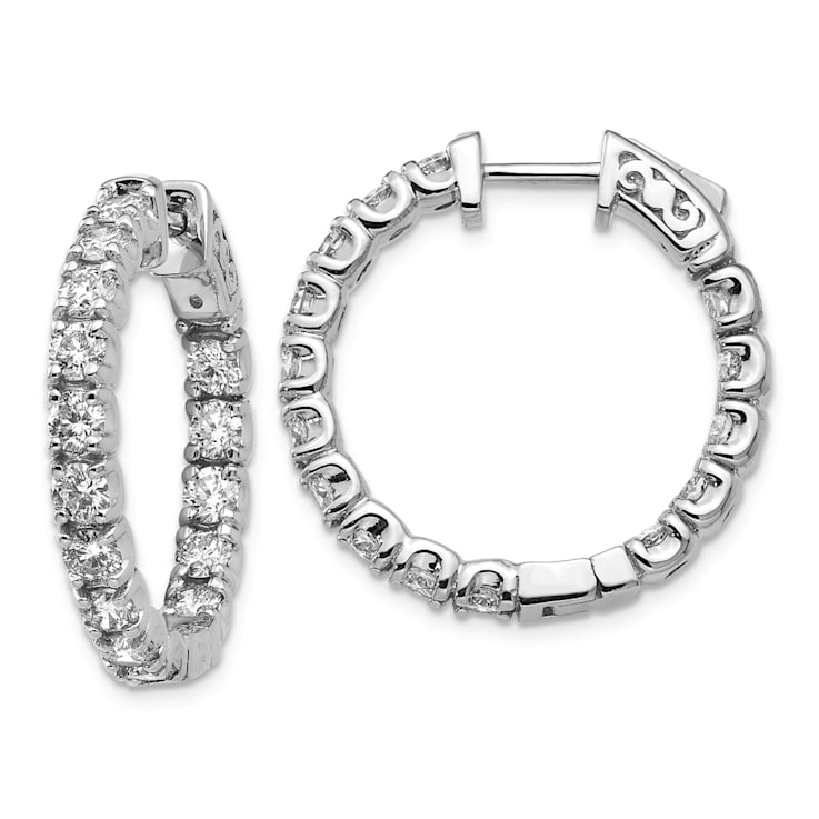 Rhodium Over 14K White Gold Oro Spotlight Lab Grown Diamond SI+, H+,
Hoop with Safety Clasp Earrings